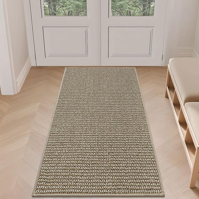 BEQHAUSE Dirt Trapper Door Mat 24" x 60", Non-Slip Washable, Light Beige | by BEQHAUSE