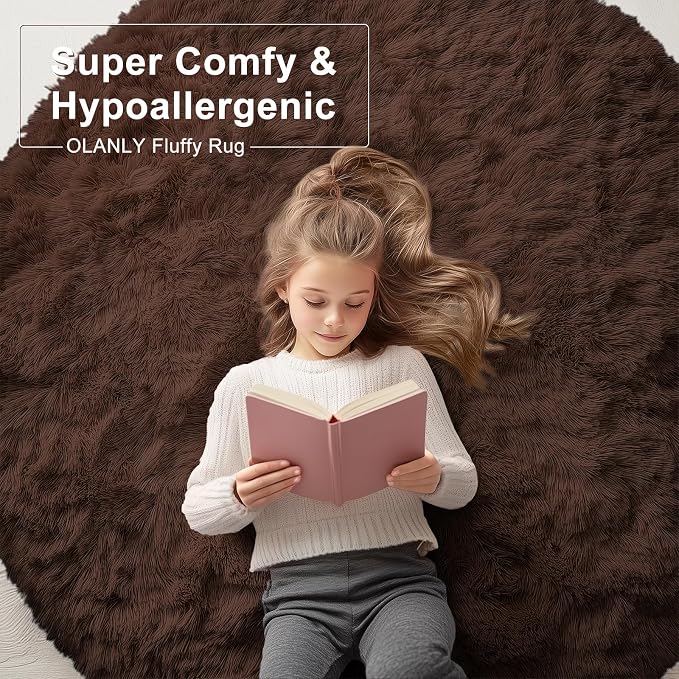 OLANLY Coffee Round Rugs for Bedroom - Image 6