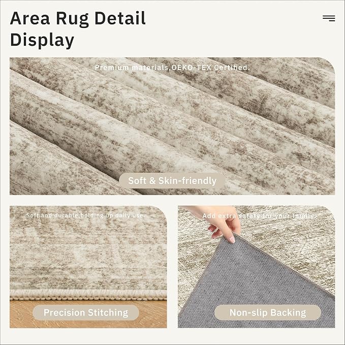 Soalmost Runner Rug 2x8 Washable Non-Slip Hallway Kitchen Runners Brown | Stain - Image 8