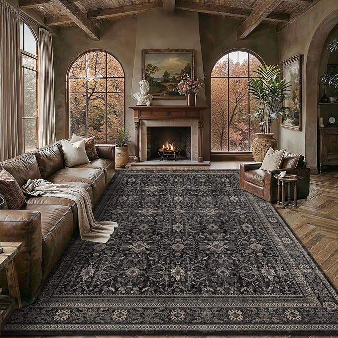 Schweek 9x12 Washable Area Rug Vintage Dark Rugs by Schweek