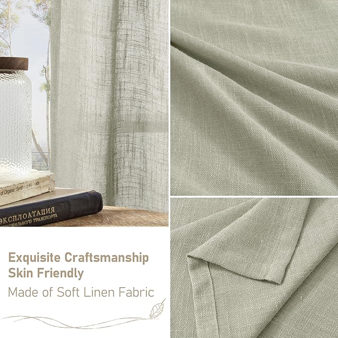 Sage Grey Linen Kitchen Curtains 30 Inch Length - Image 6