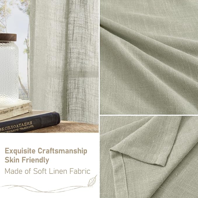 Sage Grey Linen Curtains 90 Inch - Image 6