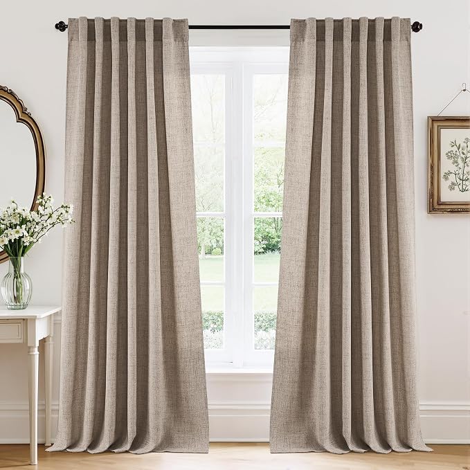 RYB HOME Farmhouse Boho Linen Sheer Curtains 90 inches Long by RYBHOME