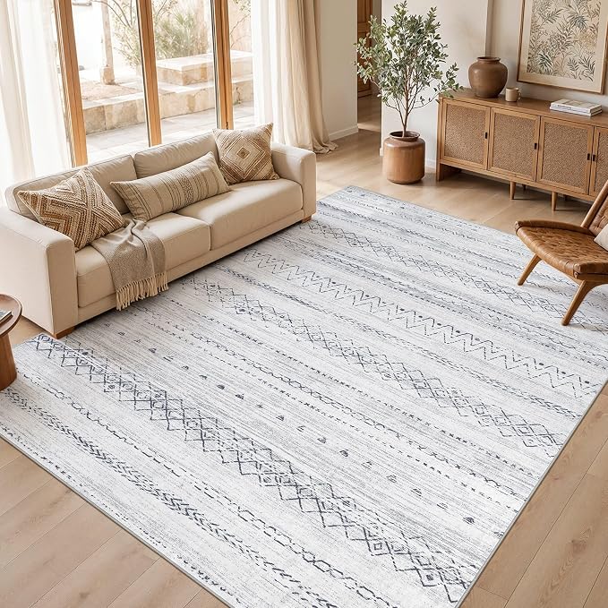 cotiled Boho 7x9 Area Rug for Living Room: Large Moroccan Washable Rug | Stain by COTILED