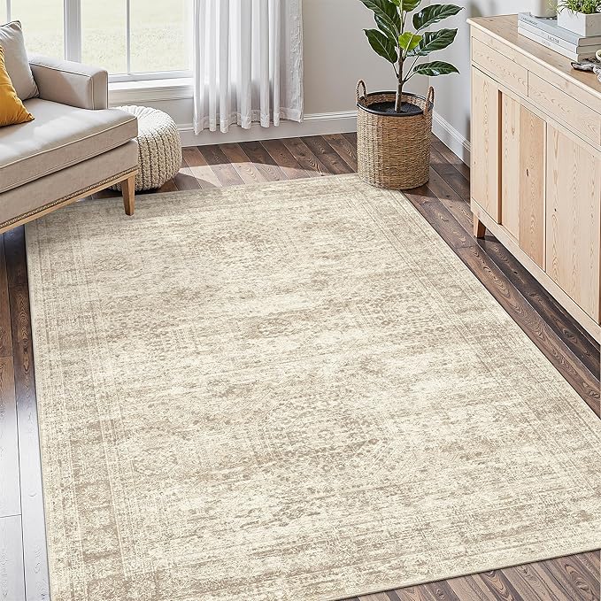 Soalmost 4x6 Area Rug for Living Room, Washable Rugs Non-Slip, Thin Foldable by Soalmost