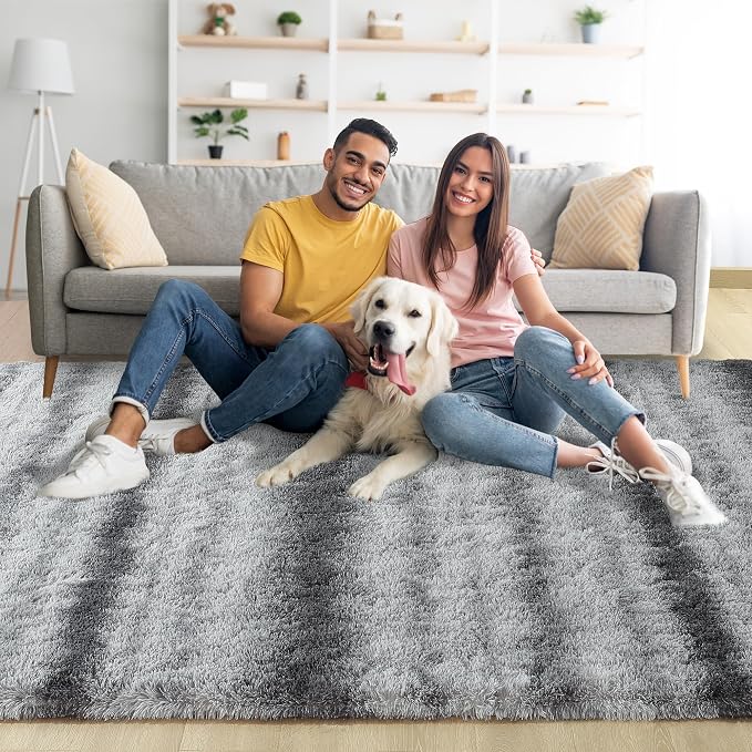 5x7 Grey Fluffy Soft Area Rug Non-Slip - Image 2