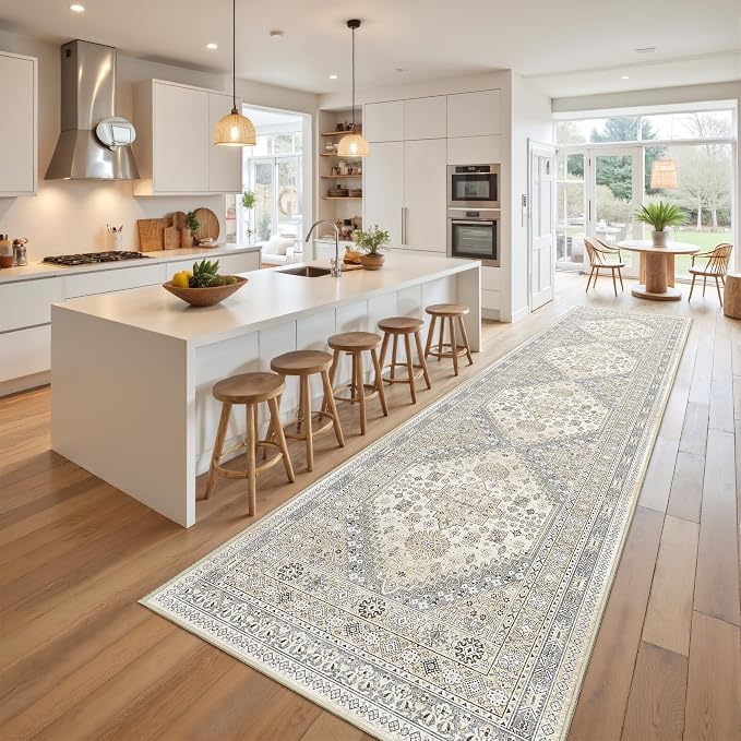 2.5x10 Kitchen Runner Rug Non Slip Vintage Washable Rugs, Carpet Runner - Image 4