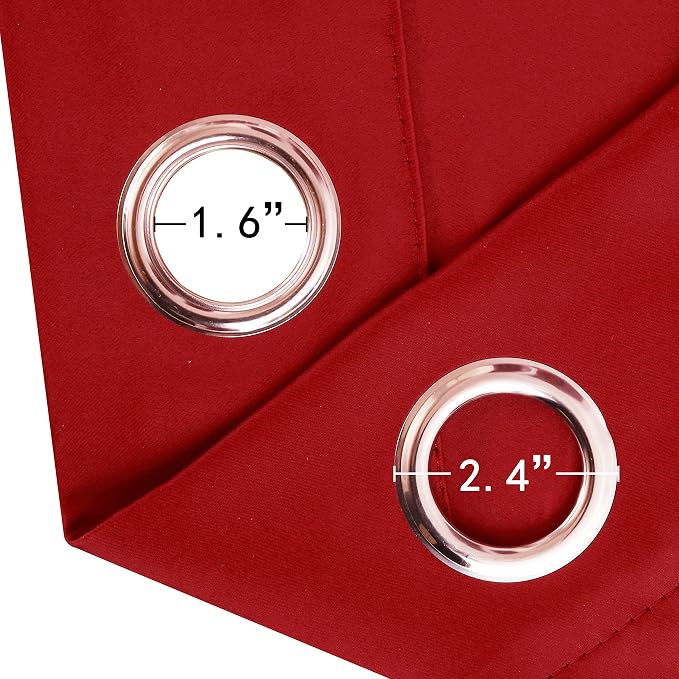 Blackout Curtains 52 x 95 inch/Bright Red Curtains Set of 2 Panels/Thermal - Image 6