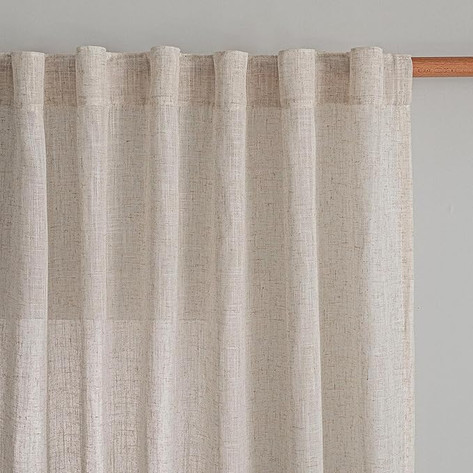 MYSKY HOME Linen Natural Farmhouse Kitchen Curtains 54 inches Long, Boho by MYSKYHOME