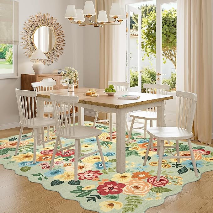 DUKINO 6x9 Area Rugs, Floral Washable Rug - Image 8