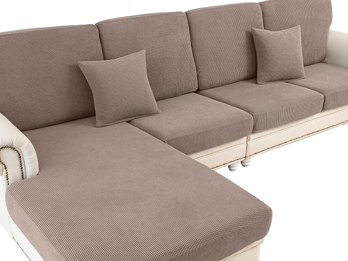 LA MEACK Couch Cushion Covers for Sectional Sofa L Shape Washable Separate Seat by LA+MEACK