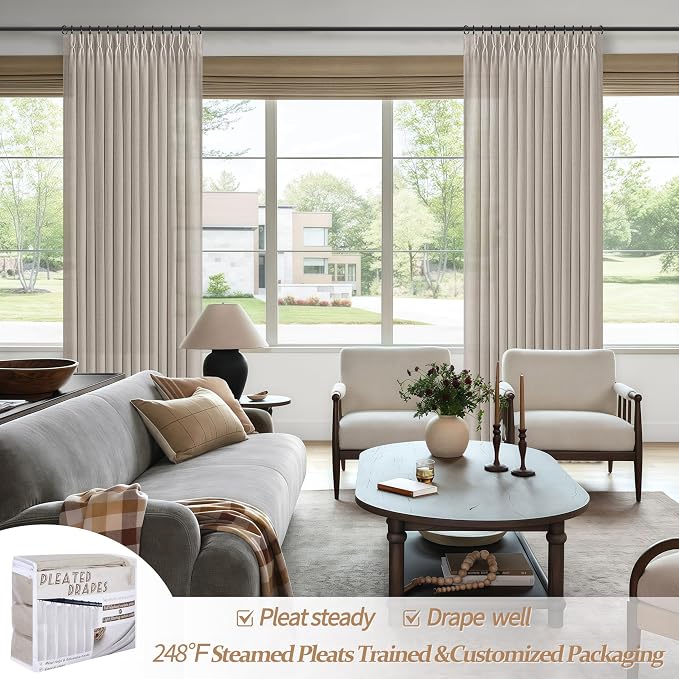 Greyish Brown Thick Linen 104 Inch High Ceiling Curtains - Image 5