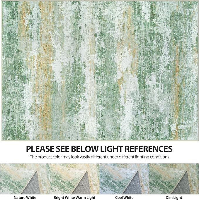 Aelenmu 8x10 Area Rugs for Living Room Washable Bedroom Dining Room Green | - Image 7