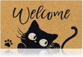 Coir Welcome Mat, Welcome Cat, 17 x 29 in | 100% Natural Coir, Anti-Shedding by AmaruDoorMats