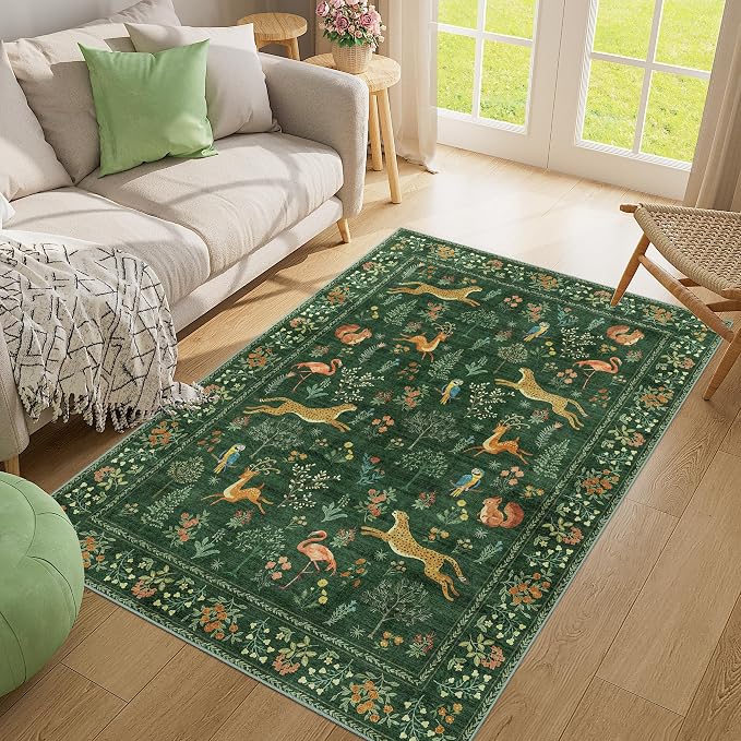 DUKINO 4x6 Area Rug, Non Slip Animal Washable Rug - Image 8