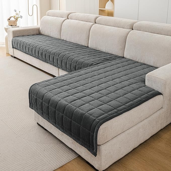 Velvet Couch Covers for Sectional Sofa Washable, Non-Slip L Shaped Sectional - Image 2