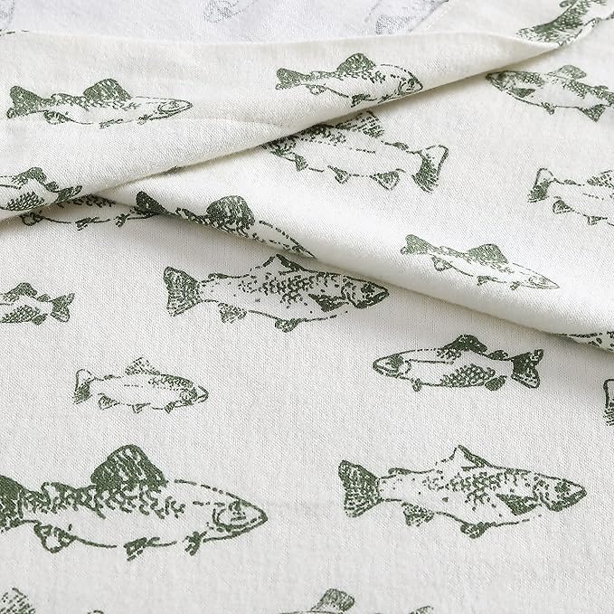 Eddie Bauer - King Sheets, Cotton Flannel Bedding Set, Brushed For Extra Softness, Cozy Home Decor (School of Fish, King)