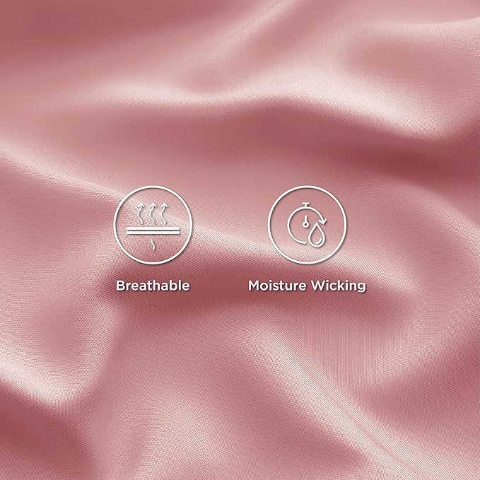 Bedsure Queen Sheet Set, Rayon Derived from Bamboo, Cooling Sheets, Breathable & Soft, Deep Pocket Up to 16 Inches, Hotel Luxury Silky Bedding for Hot Sleepers, Blush Pink