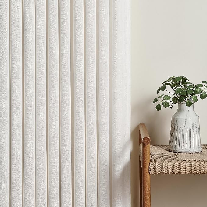 Natural 72 Inch Pinch Pleated Linen Semi Sheer Curtains 2 Panels W40xL72 | - Image 8
