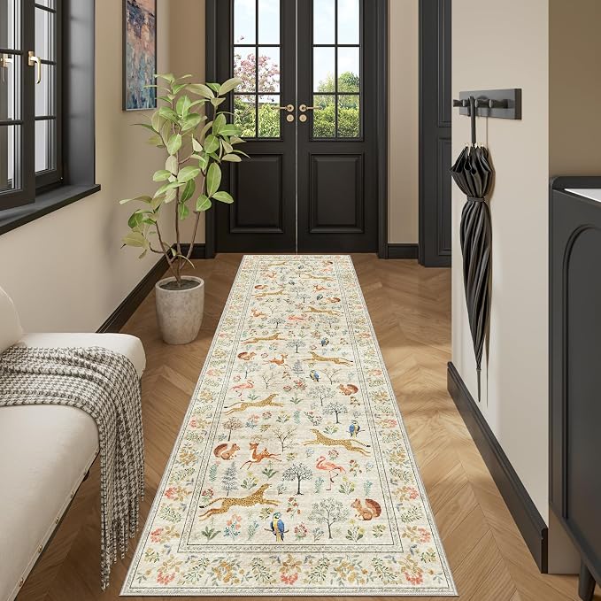 DUKINO 2x6 Runner Rug, Washable Animal Kitchen Rugs Non Slip, Low Pile - Image 6