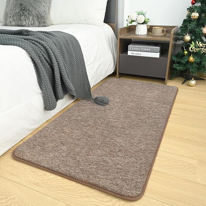 Small Area Rugs for Bedroom, 2×4 Non Slip Runner Rug, Matte Brown | Washable by AROGANAREARUG
