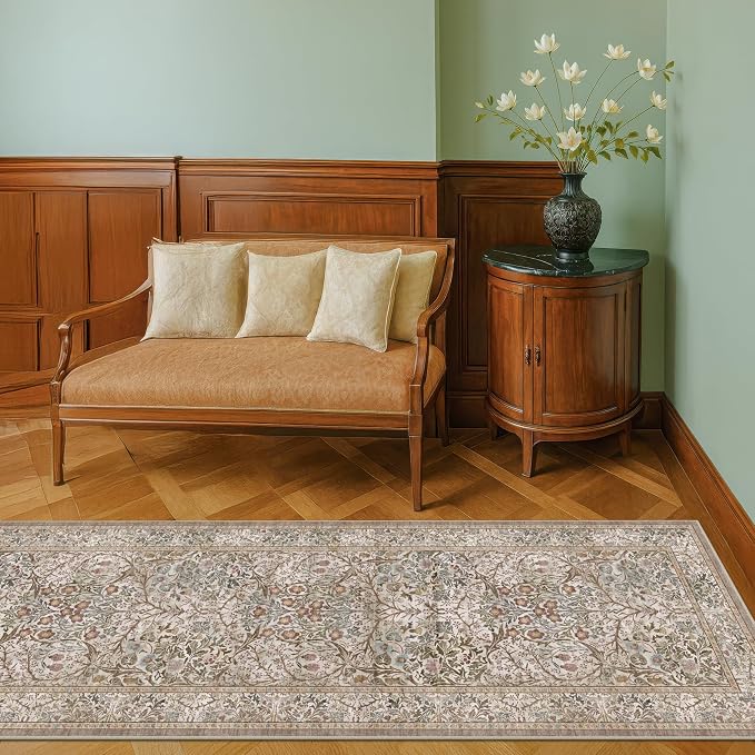 Non Slip 2x10 Moss Green Hallway Runner - 10ft Long Runner Rugs - Image 3
