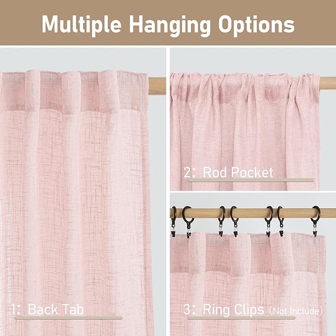 Semi Sheer Linen Curtains 45 Inches Long - Image 3