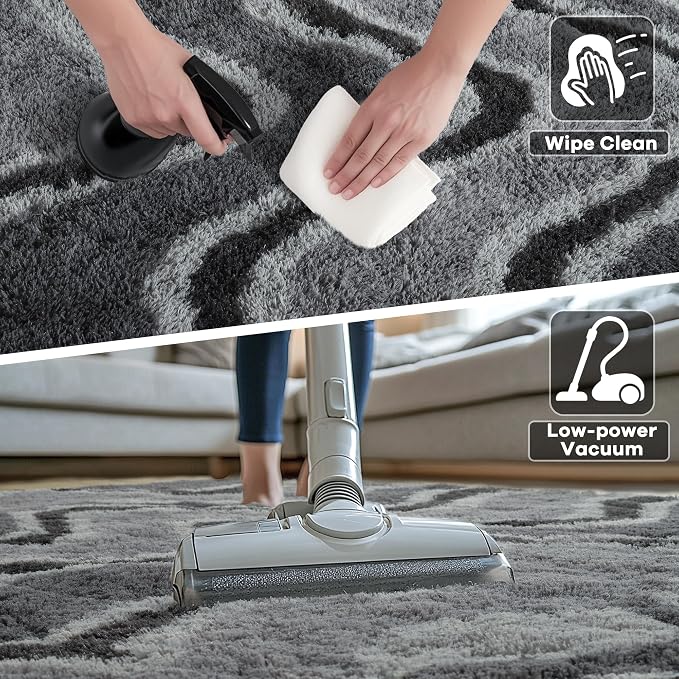 Noahas 6x9 Large Grey Fluffy Soft Area Rug Non-Slip - Image 5