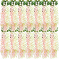 Giegxin 36 Pcs Artificial Wisteria Hanging Flowers 3.6 ft Artificial Fake Wisteria Vine Rattan Hanging Garland Silk Flowers String for Wall Home Wedding Party Greenery Decorations (Pink,White)