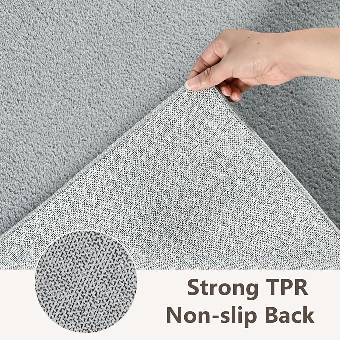 2x8 Light Grey Solid Runner Rug Washable Non-Slip - Image 5