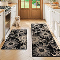 Findosom Washable Kitchen Rug Set of 2, Non Slip High-Low Textured Floral by Findosom