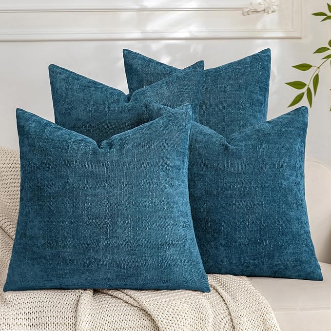 Set of 4 Soft Textured Decorative Throw Pillow Covers 18x18 Inch Cozy Farmhouse by Cozoomy