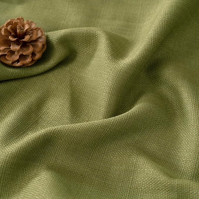 Moss Green Linen Curtains 95 Inches Long 2 Panels - Image 3
