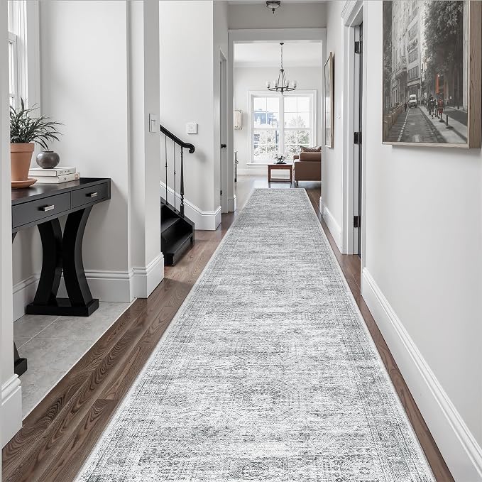 Soalmost Hallway Runner Rug 2'6" x 16' Washable Long Kitchen Rugs Grey | - Image 4
