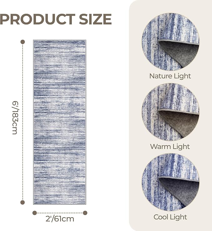 2x6 Runner Rug Non Slip, Washable Hallway Runner Rug, Nursery Room, Soft Runner - Image 2