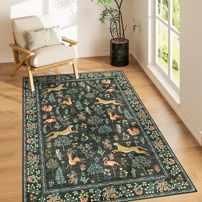 DUKINO 4x6 Area Rug, Non Slip Animal Washable Rug by DUKINO