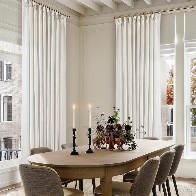 Natural 60 Inch Width Linen Pinch Pleated 92 Inch Long Curtains | Thick Linen - Image 6