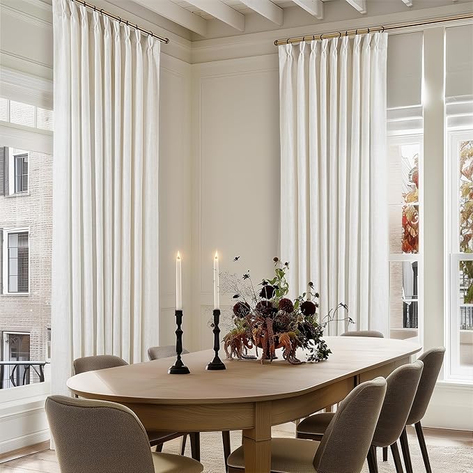 Natural Extra Wide 60 Inch Width Pinch Pleated 90 Inch Curtains | Thick Linen - Image 8