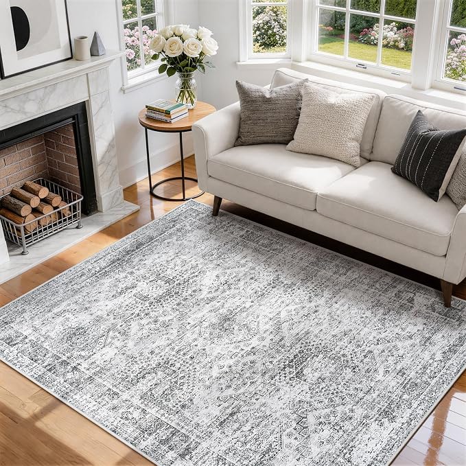 Aelenmu 6x9 Area Rugs for Living Room Washable Bedroom Dining Room Grey | - Image 9