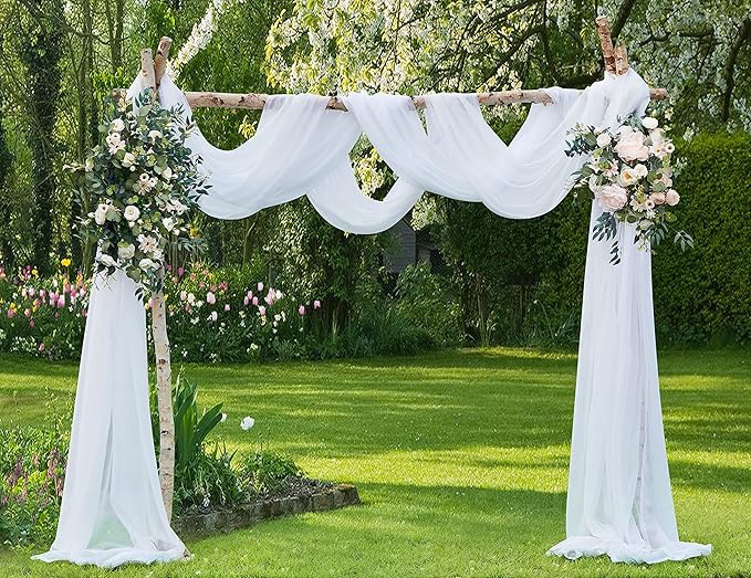 Warm Home Designs 45 Feet Long White Sheer Window Scarf. These XXL Length Valance Scarves 54 X 540 Inches in Size. Great as Bed Canopy or Wedding Arch Draping Fabric. AM White 540"