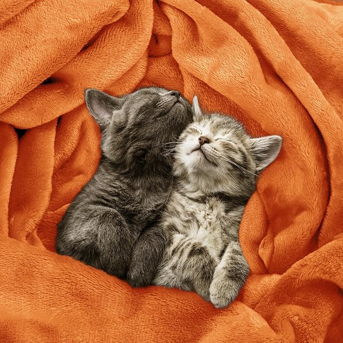 Utopia Bedding Soft Fleece Bed Blanket Queen Size Burnt Orange | Microfiber - Image 4