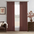 Chestnut Brown Thick Linen Pleated Light Filtering Curtains 96 Inch Long | by Twodrapes