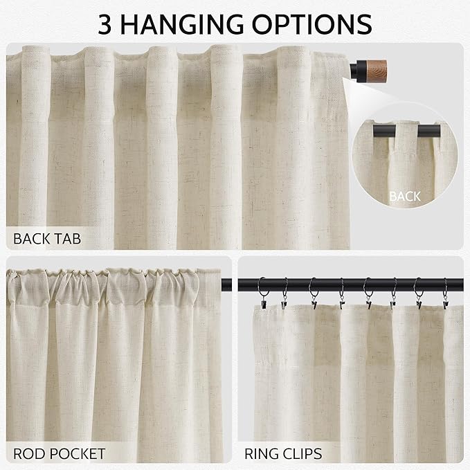 Vanilla Linen Curtains 102 Inches Long - Image 2