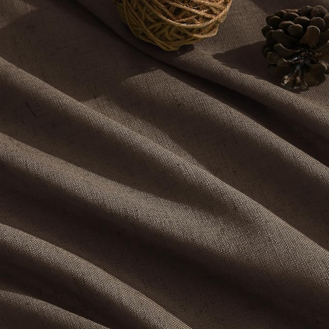 Chocolate Linen Blend Light Filtering Back Tab Curtains 96 Inches Long - Image 5