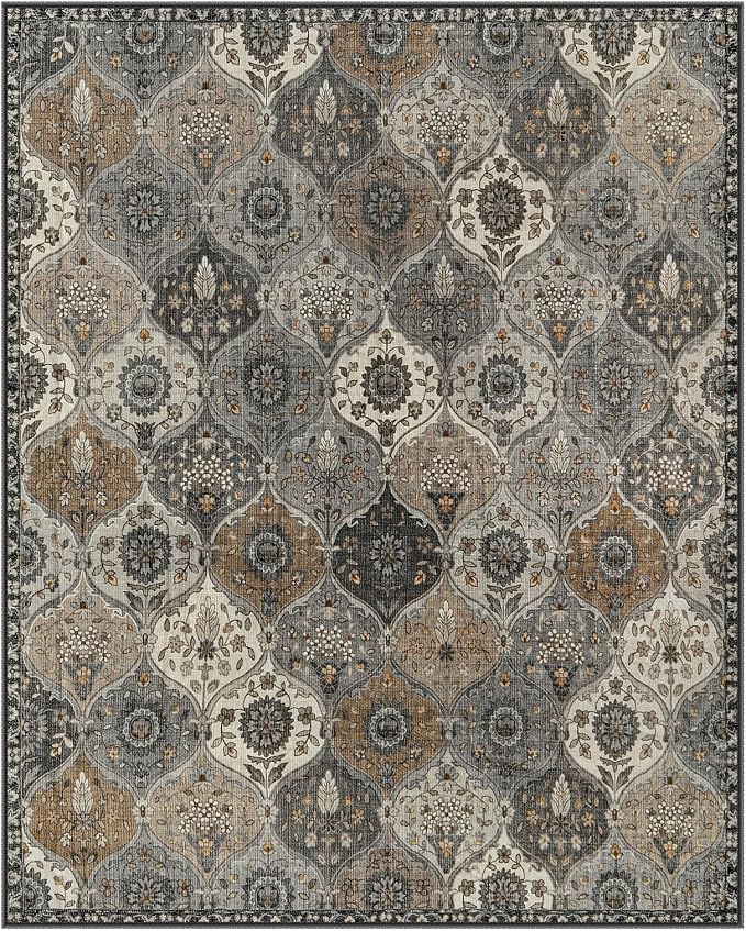 Lahome Moroccan 9x12 Rug for Living Room, Soft Washable Grey Bedroom Rug | - Image 8