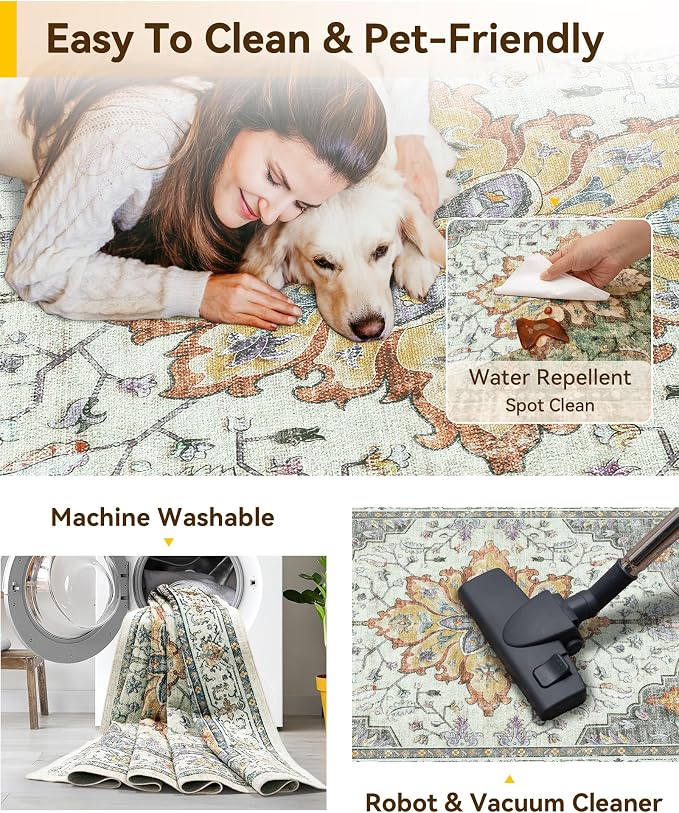 RELEANY Washable Area Rug, Square 10'x10', Water Repellent, Pet Friendly - Image 3