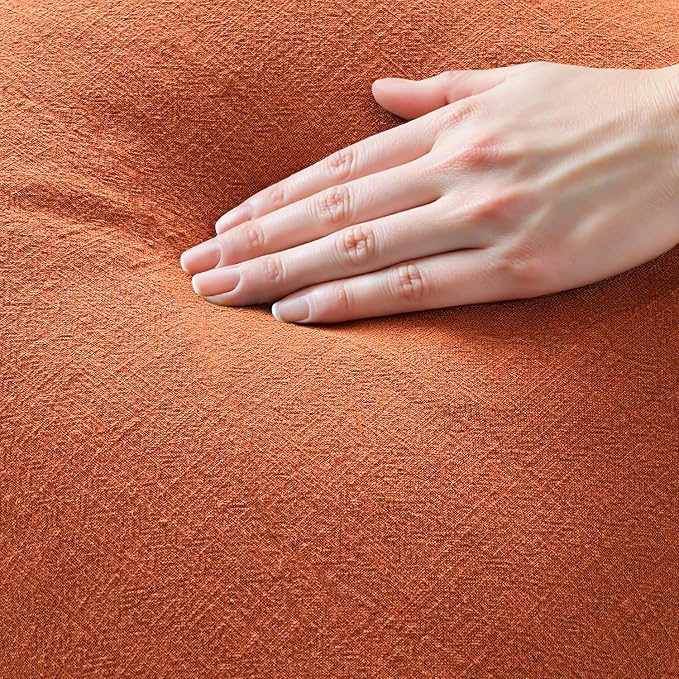 MIULEE Linen Decorative Fall Euro Throw Pillow Covers Burnt Orange 22x22 | Set - Image 5