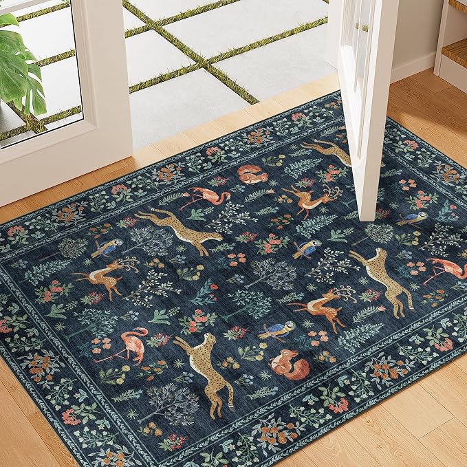 DUKINO 2x3 Entryway Rug, Washable Door Mat Animal Kitchen Rug, Low Pile by DUKINO