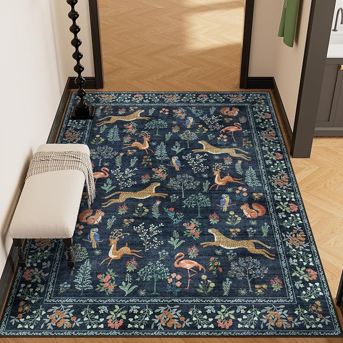 DUKINO 4x6 Area Rug, Non Slip Animal Washable Living Room Rug, Low Pile - Image 6