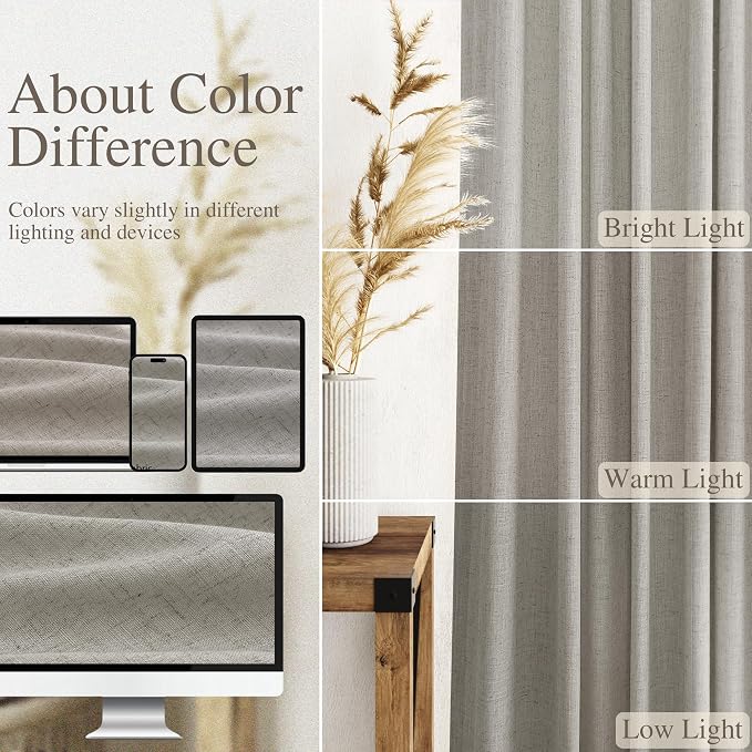 Silver Grey Linen Curtains 108 Inches - Image 3
